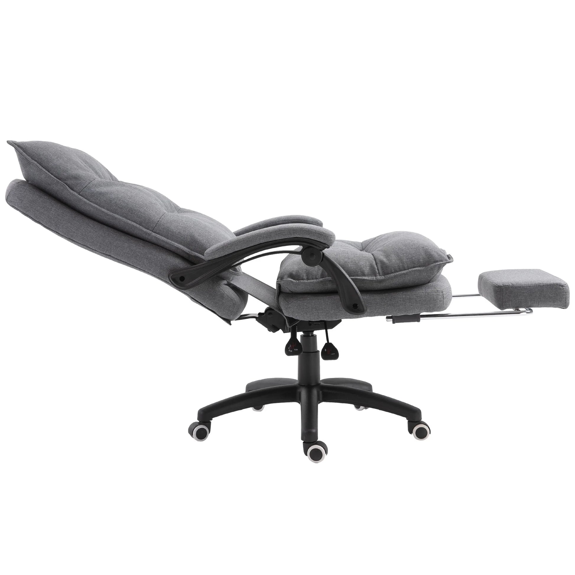 Office Chair Vinsetto 360° Swivel Executive Home Office Chair Adjustable Height Linen Style Fabric Recliner with Retractable Footrest and Double Padding, Grey,Ergonomic Office Chair