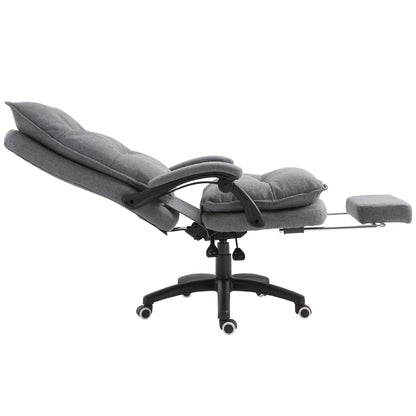 Office Chair Vinsetto 360° Swivel Executive Home Office Chair Adjustable Height Linen Style Fabric Recliner with Retractable Footrest and Double Padding, Grey,Ergonomic Office Chair