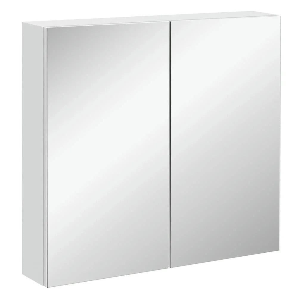 Spaco Bathroom Mirrored Cabinet with Double Doors, 24"x22" Steel Frame Medicine Cabinet, Wall-Mounted Storage Organizer, White