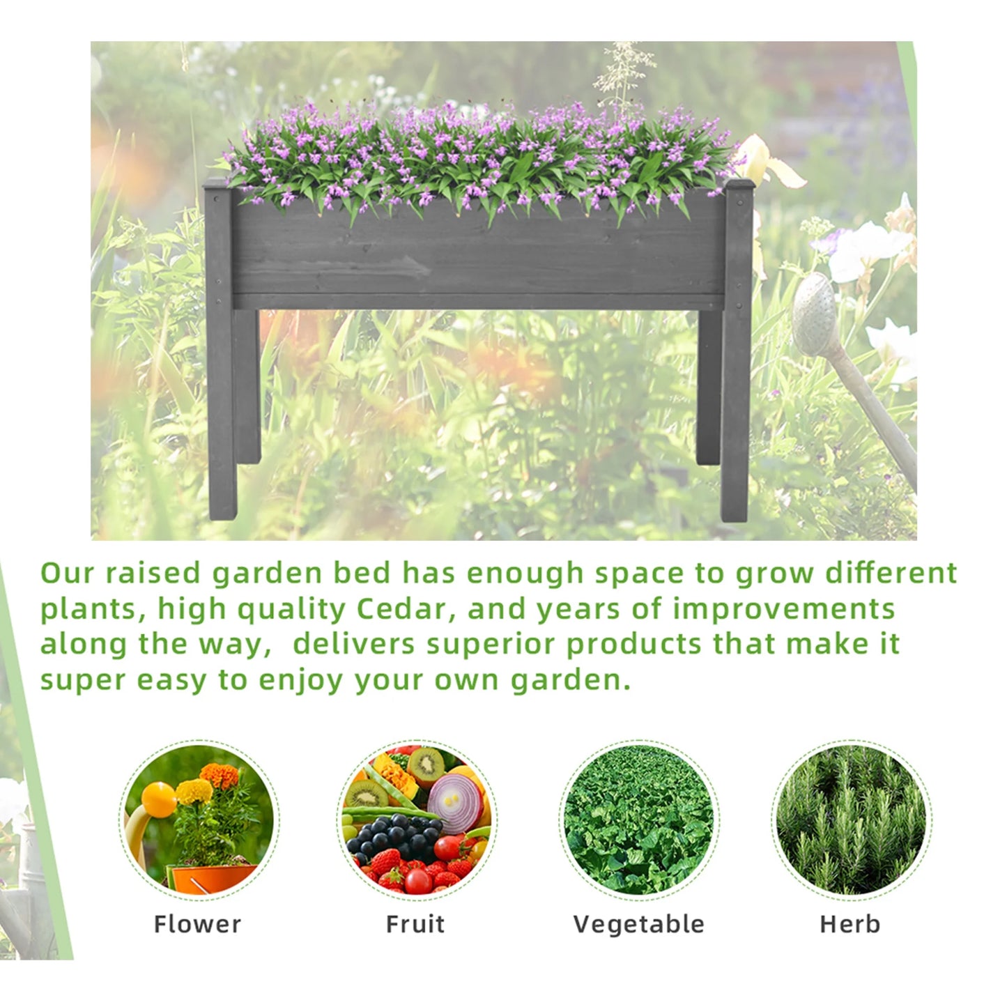 Segmart Planter Box with Legs, Outdoor Wood Elevated Garden Bed, Elevated Garden Bed for Vegetables Flower Herb Patio, SS2243