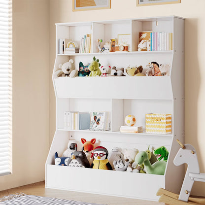 Arlopu Kid's Toy Storage Cabinet Wood Kids Bookshelf Toddler Toy Storage Organizer for Playroom, Bedroom, Living Room, Nursery