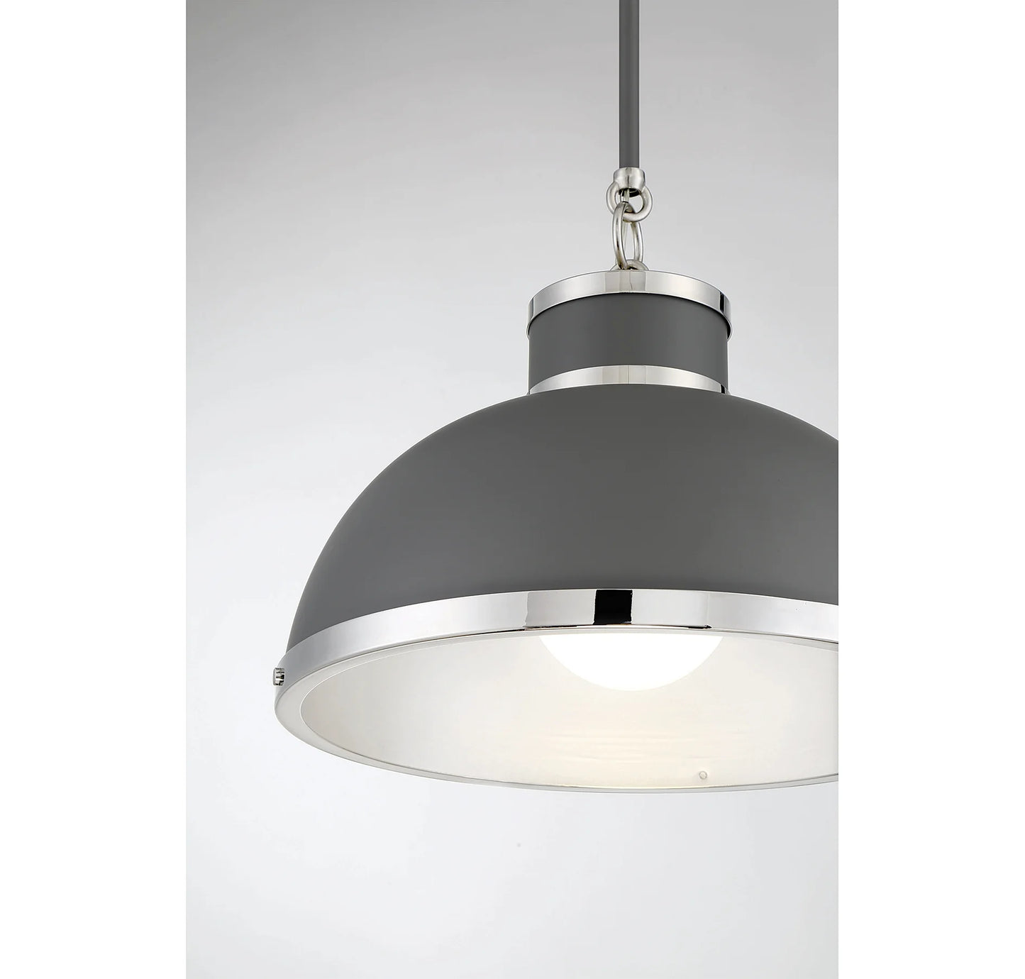 Gray with Polished Nickel Accents One Light Pendant from the Corning Collection