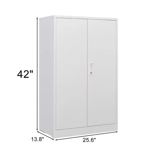 Metal Storage Cabinet with Locking Doors and Adjustable Shelf, Folding Filing Storage Cabinet, Rolling Storage Locker Cabinet for Home Office,School,Garage, White