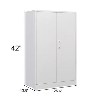 Metal Storage Cabinet with Locking Doors and Adjustable Shelf, Folding Filing Storage Cabinet, Rolling Storage Locker Cabinet for Home Office,School,Garage, White