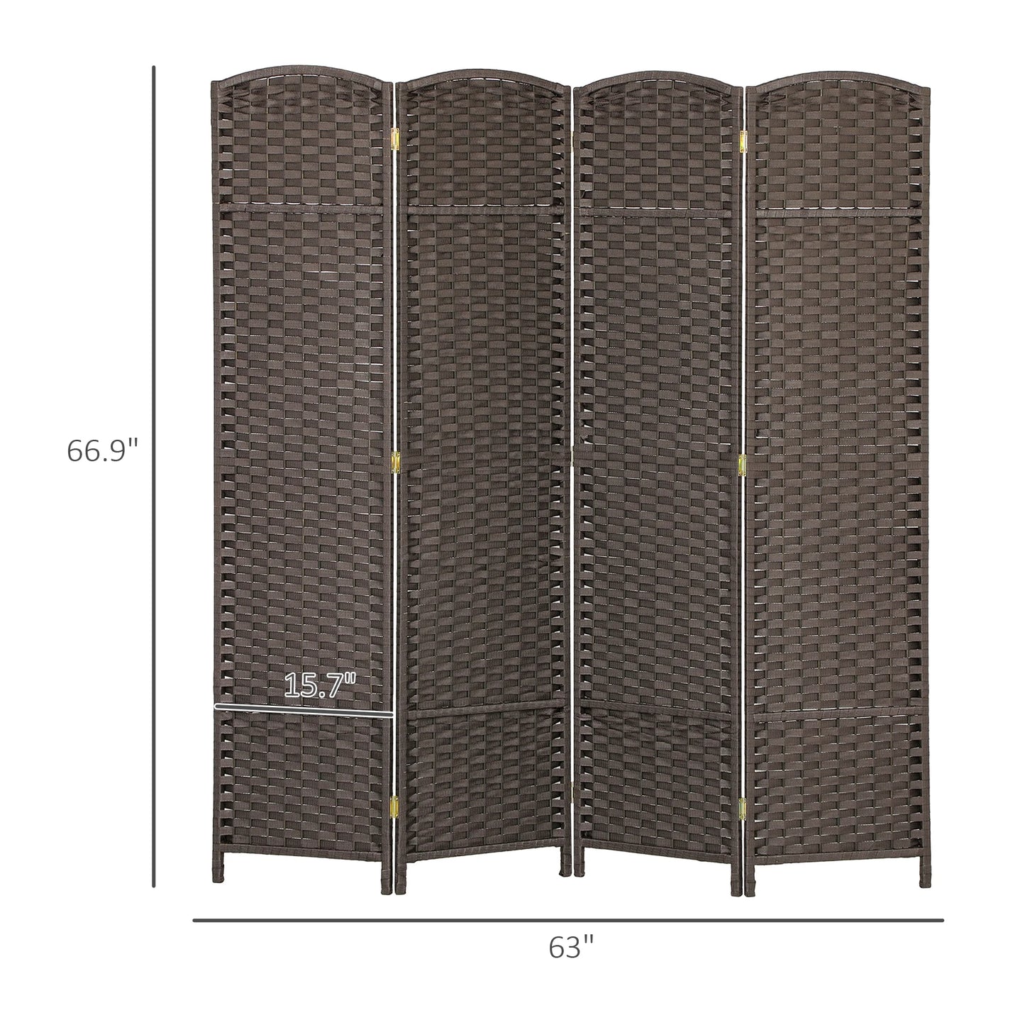 HOMCOM Room Divider, 4 Panel Folding Privacy Screen, 5.6' Tall Freestanding Partition for Home Office, Bedroom, Brown