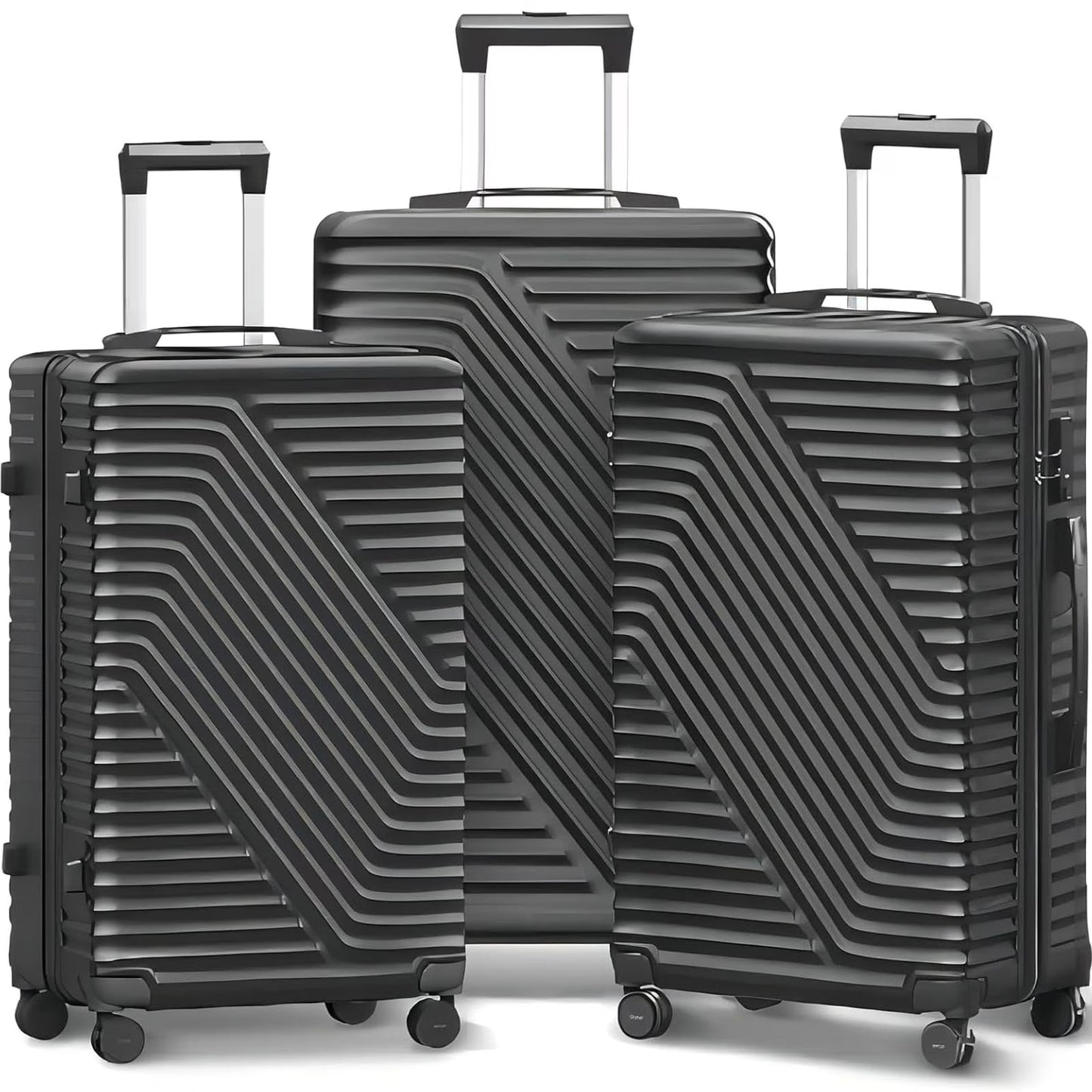 Fenbeli 3 Piece Luggage Sets with TSA Locks, Lightweight Hardside Suitcase Set with Spinner Wheels, Black
