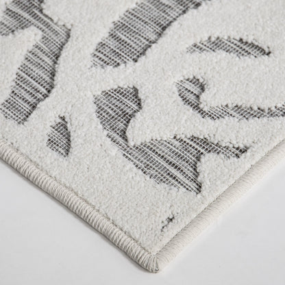 My Texas House Lady Bird, Modern Farmhouse, Damask, Indoor Outdoor Area Rug, Natural Gray, 5'3" x 7'6"