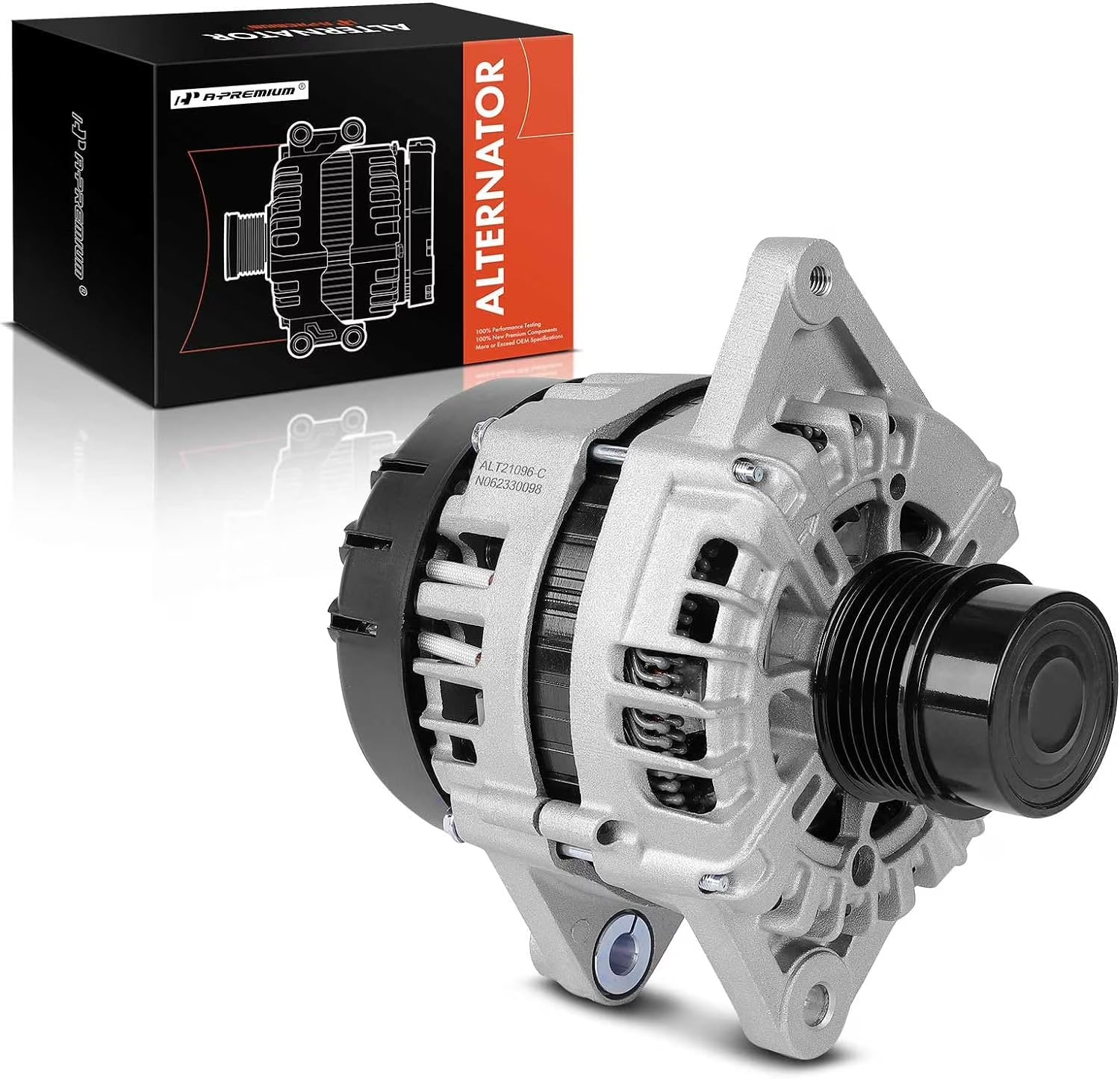 A-Premium Alternator Compatible with Kia Soul 2017-2019, Rio 2018-2019, Seltos 2021 & Hyundai Accent 2018-2019, 1.6L, 12V 130A 6-Groove Clutch Pulley Clockwise, Replace# 2626125, 373002B970