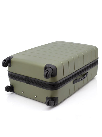 Wrangler 3 Piece Luggage Set with Cup Holder and USB Port, Olive Green