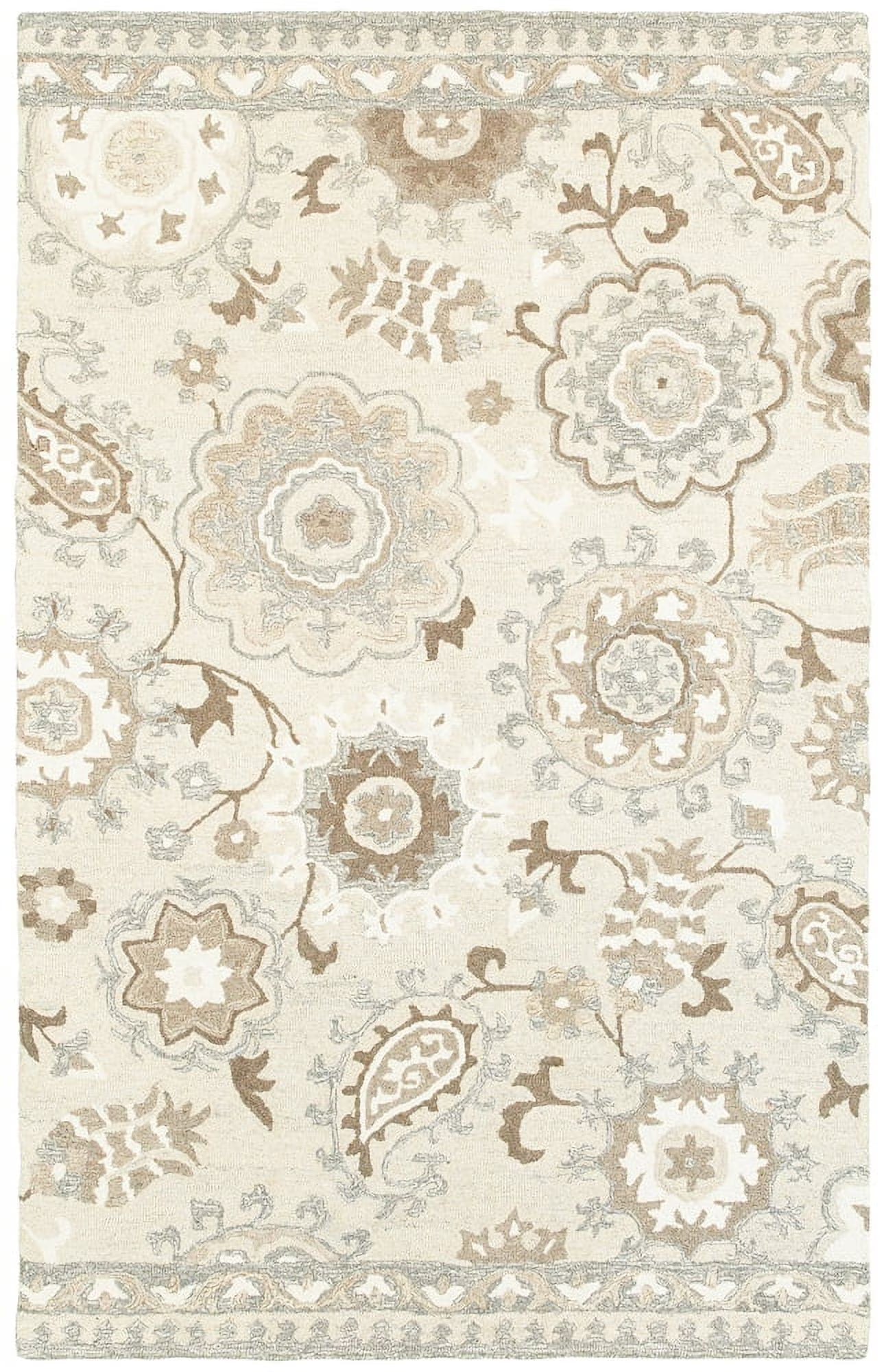 Moretti Deck Area Rug 93005 Ivory Petals Bulbs 10' x 13' Rectangle