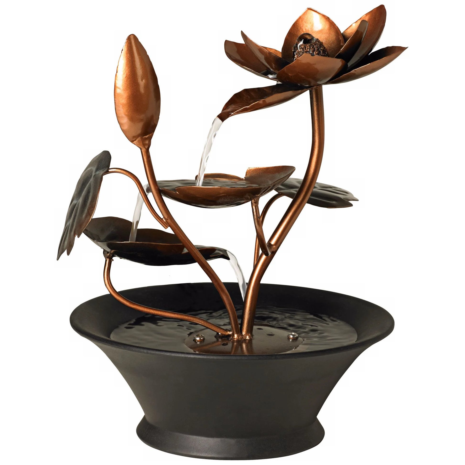 Ashton Begonia Flowers 10 1/4" High Small Zen Modern Indoor Decor Resin Tabletop Fountain Desk Relaxation