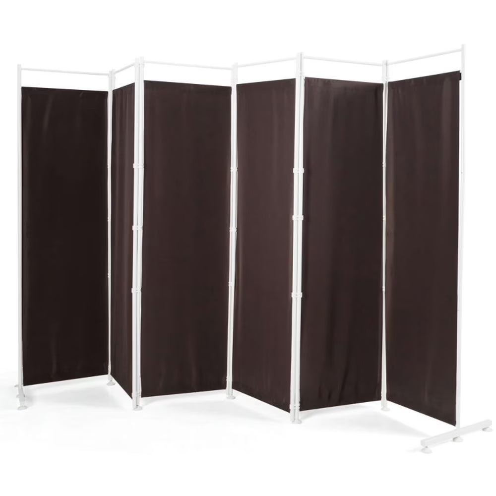 Spaco 6-Panel Room Divider Folding Privacy Screen, Privacy Screen with 7 Large Adjustable Foot Pads and 2 Support Tubes, Room Divider for Indoor as Home, White