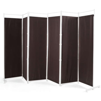Spaco 6-Panel Room Divider Folding Privacy Screen, Privacy Screen with 7 Large Adjustable Foot Pads and 2 Support Tubes, Room Divider for Indoor as Home, White