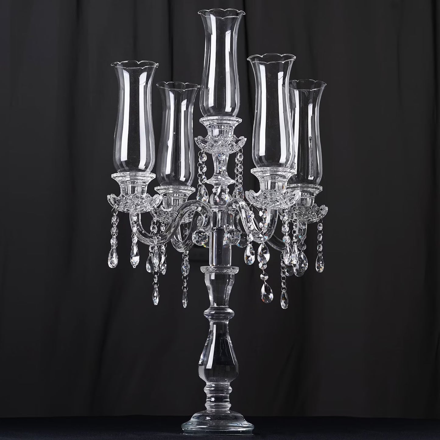 Efavormart 32" Tall 5 Arm PREMIUM Hurricane Taper Crystal Glass Candle Holder Candle Holder Wedding Centerpiece