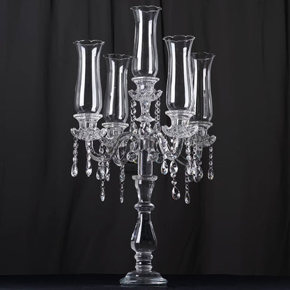 Efavormart 32" Tall 5 Arm PREMIUM Hurricane Taper Crystal Glass Candle Holder Candle Holder Wedding Centerpiece