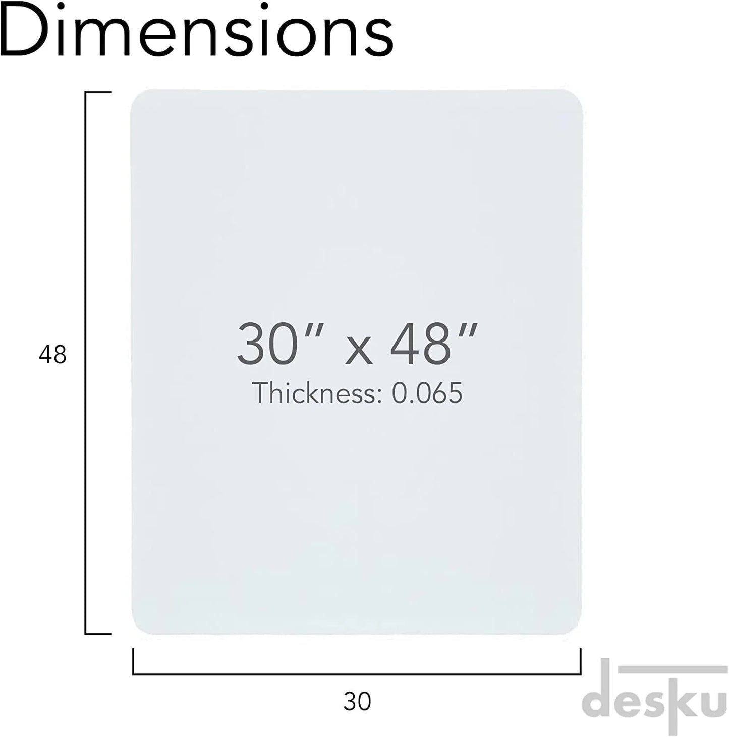 DESKU Office Desk Chair Mat – PVC Mat for Hard Floor Protection, Clear, 30 Inches x 48 Inches, Made in The USA, Home Office Supplies