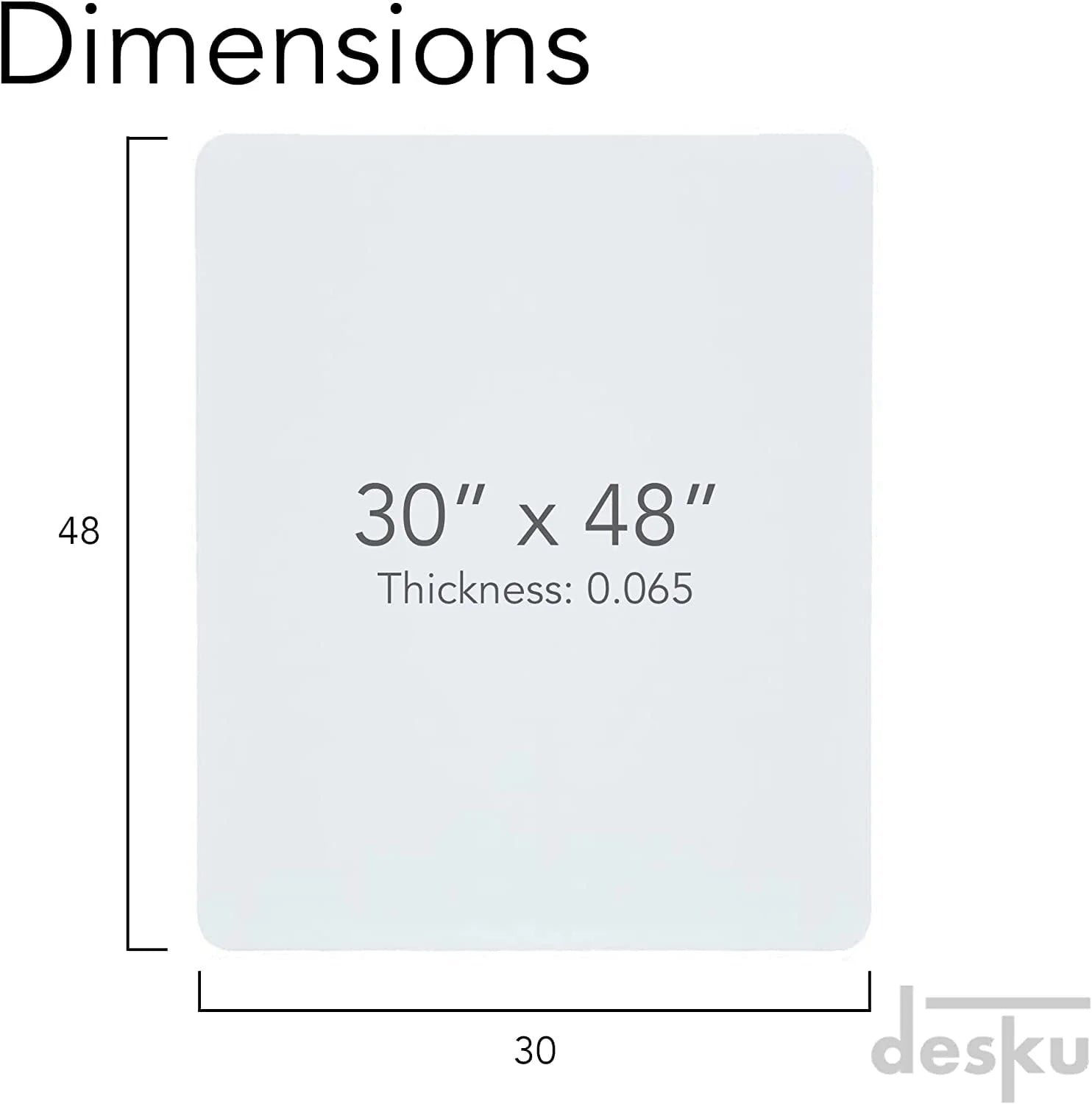 DESKU Office Desk Chair Mat – PVC Mat for Hard Floor Protection, Clear, 30 Inches x 48 Inches, Made in The USA, Home Office Supplies