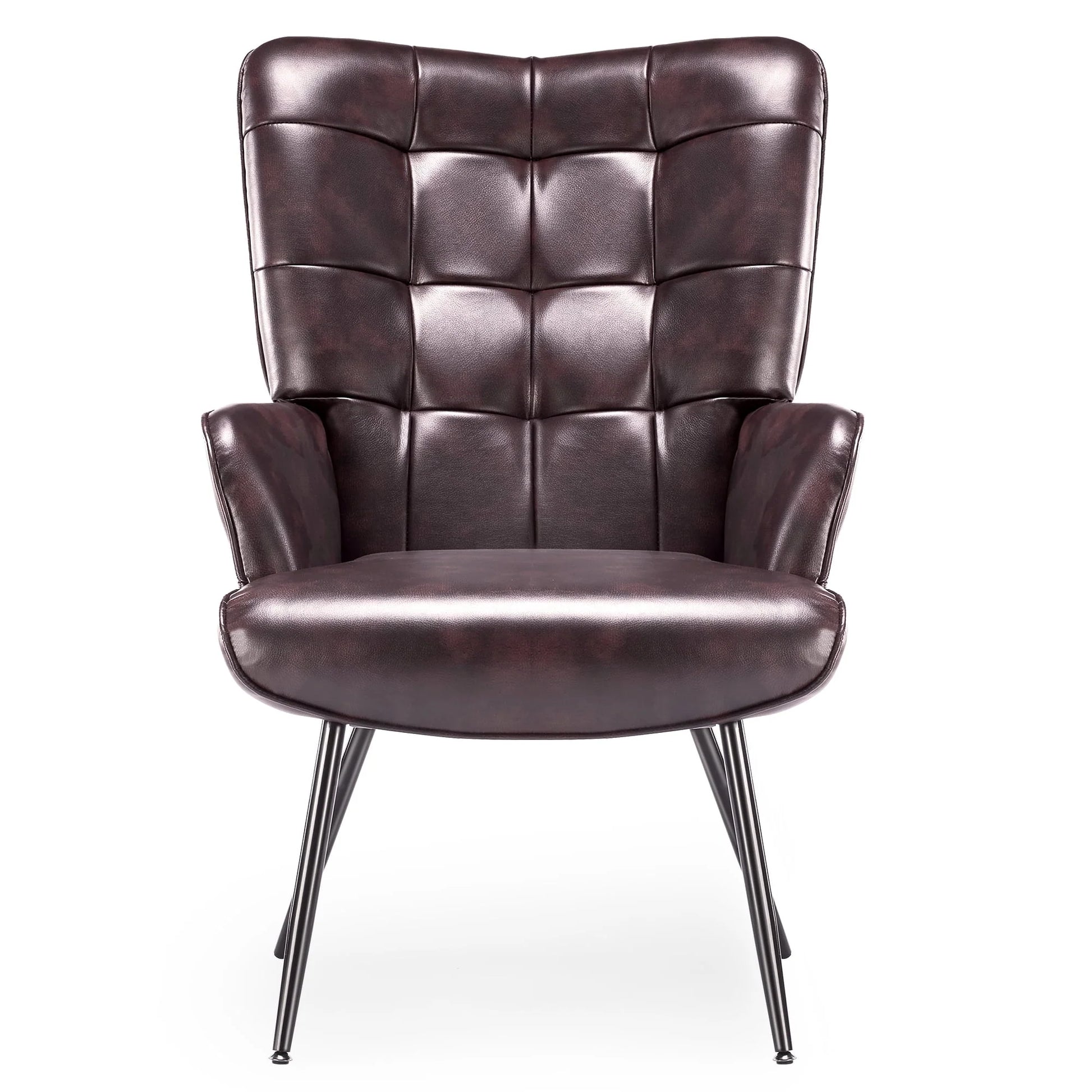 Unikome Livingroom Chair Modern Accent Chair, Faux Leather Wingback Accent Chair PU Leather Accent Chair for Home Office/Living Room/Bedroom, Maroon