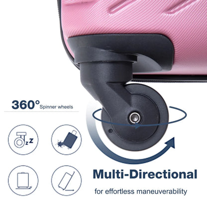 Yougu 3 Piece Hardshell Luggage Set Hardside Lightweight Suitcase with TSA Lock Spinner Wheels 20in 24in 28in,Pink