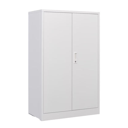 Metal Storage Cabinet with Locking Doors and Adjustable Shelf, 42" Folding Filing Storage Cabinet, Folding Storage Locker Cabinet for Home Office School Garage, White