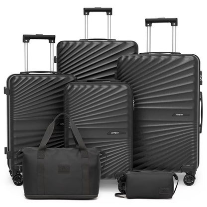 Joyway 6-Piece Hardside Luggage Set with Spinner Wheels and TSA Lock, Lightweight Carry-On Luggage Set for School, Travel, Weekend (Black)