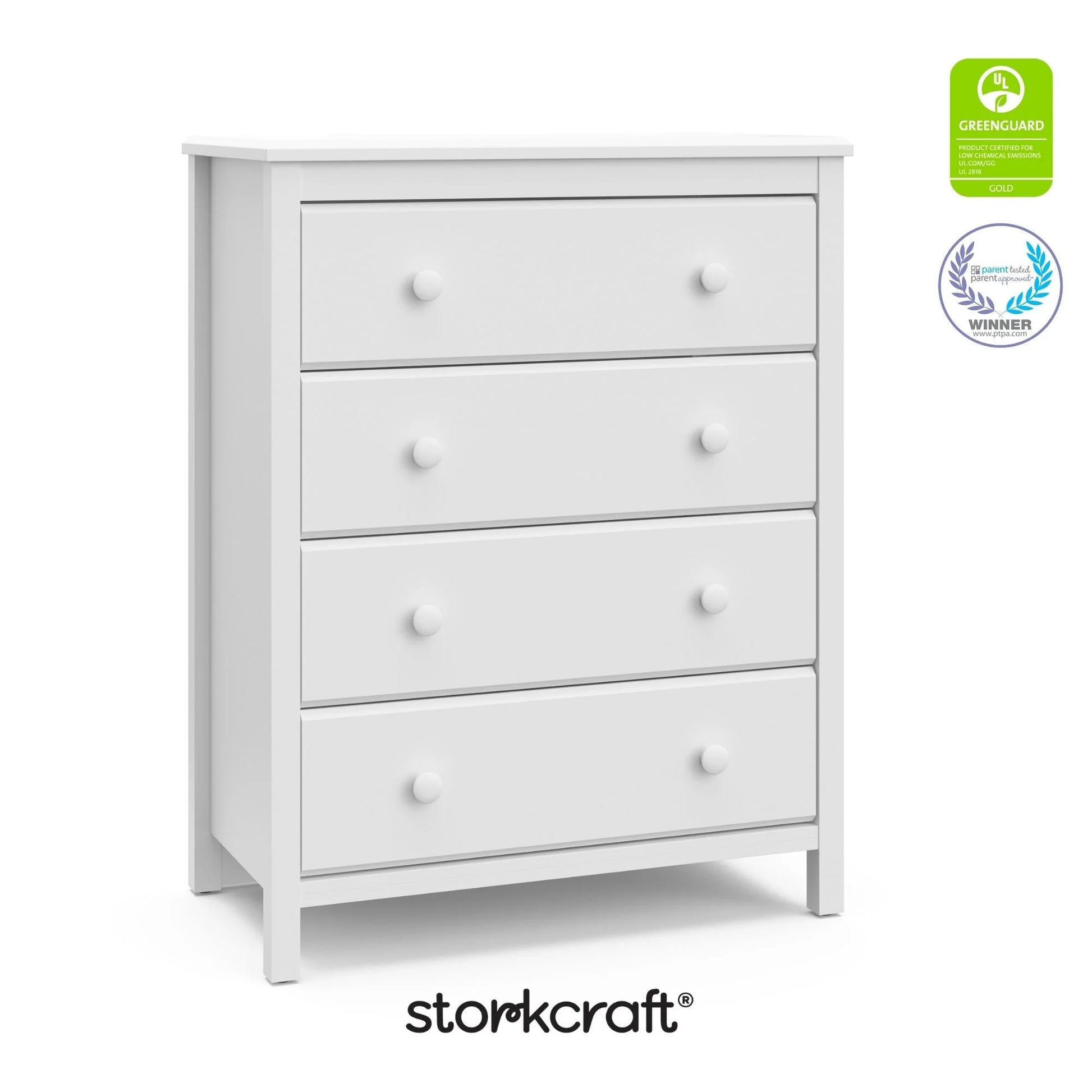 Storkcraft Alpine 4 Drawer Nursery Dresser, White