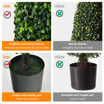 Costway 2 Pack 3FT Artificial Tower Topiary Tree UV Resistant Indoor Outdoor