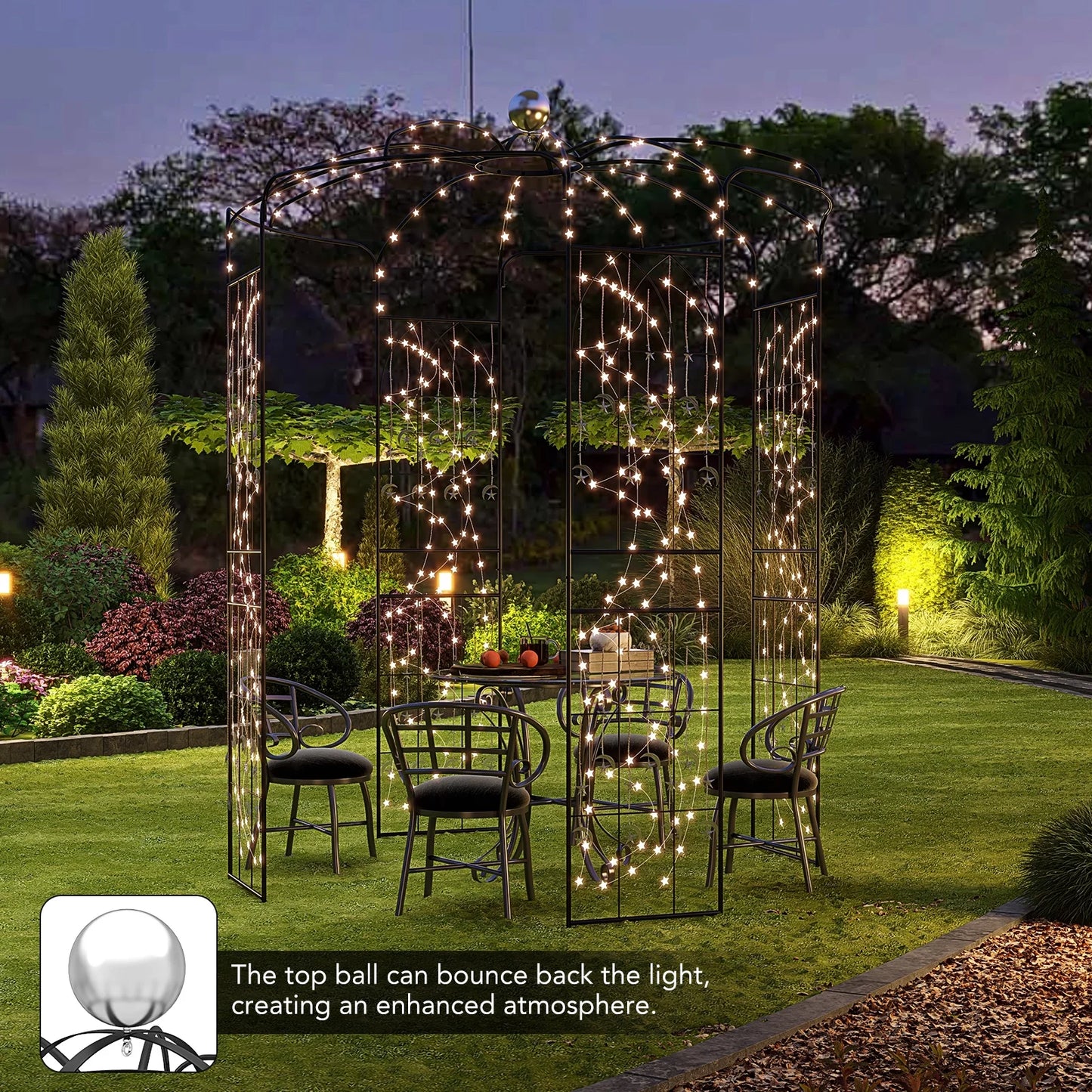 Topbuy Birdcage Shape Garden Arch 9.4 x 6.8FT Heavy Duty Arch Trellis with Hanging Hook for Climbing Plants