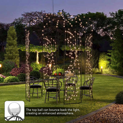 Topbuy Birdcage Shape Garden Arch 9.4 x 6.8FT Heavy Duty Arch Trellis with Hanging Hook for Climbing Plants