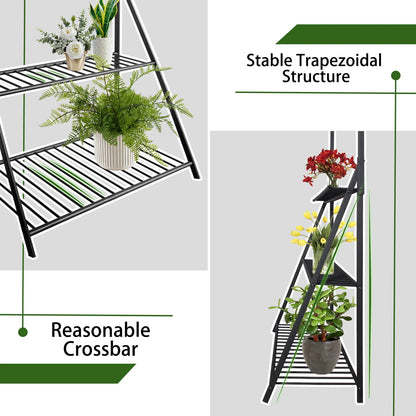 Plant Stand Indoor, 3-Tier Tall Plant Stand with Hanging Top Bar, Metal Plant Stand for indoor Plants Multiple, Plant Shelf for Outdoor Flower Pot Display Home Garden Balcony Patio Office