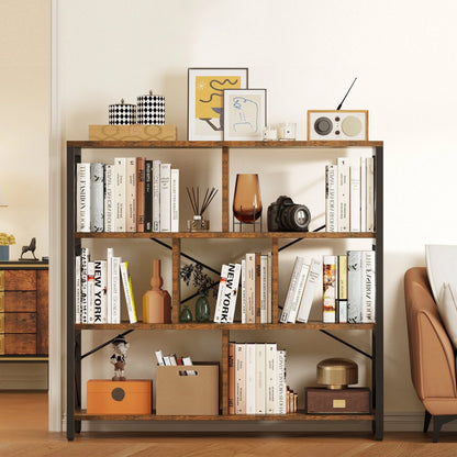 Dextrus Bookcases and Bookshelves with 7 Open Storage Shelves, Free Standing Bookshelf with Metal Frame for Living Room Bedroom Home Office, Brown
