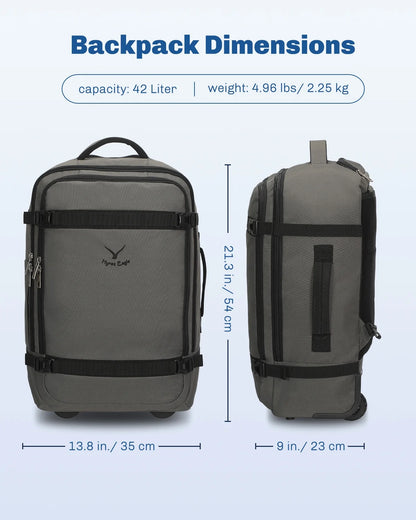 Hynes Eagle 22" Hybrid Carry-On Luggage, Softside Rolling Backpack, Grey