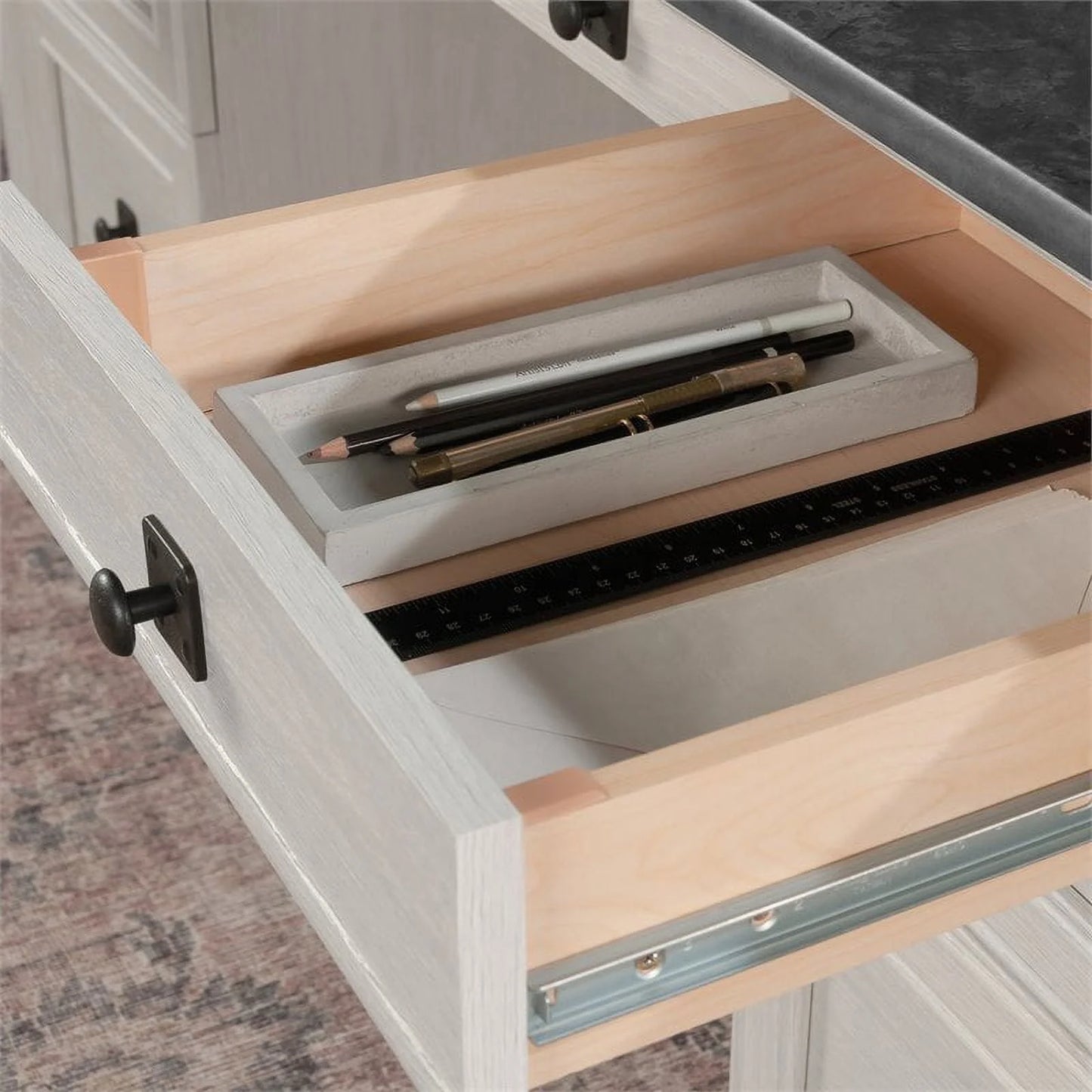 Sauder Palladia Executive Home Office Desk, Glacier Oak Finish