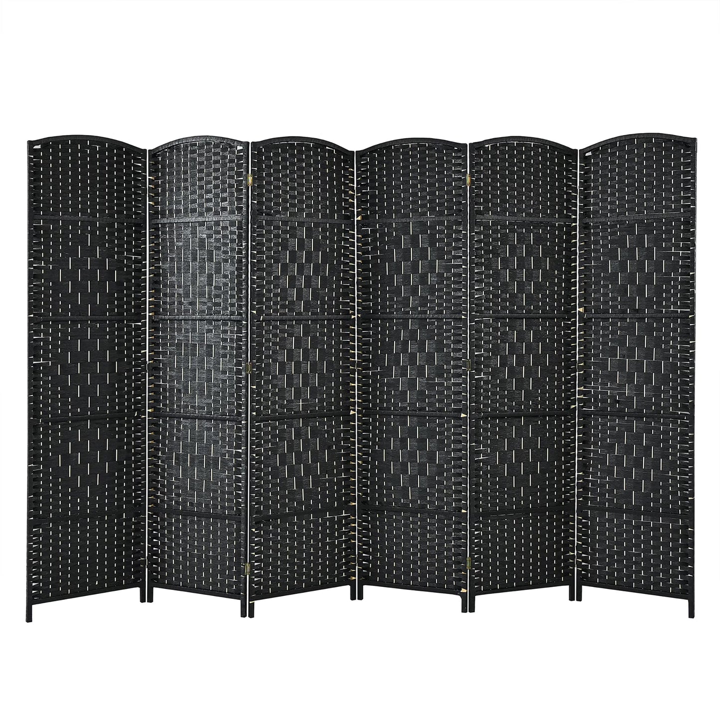 Costway 6-Panel Room Divider 6Ft Weave Fiber Folding Privacy Screen Brown