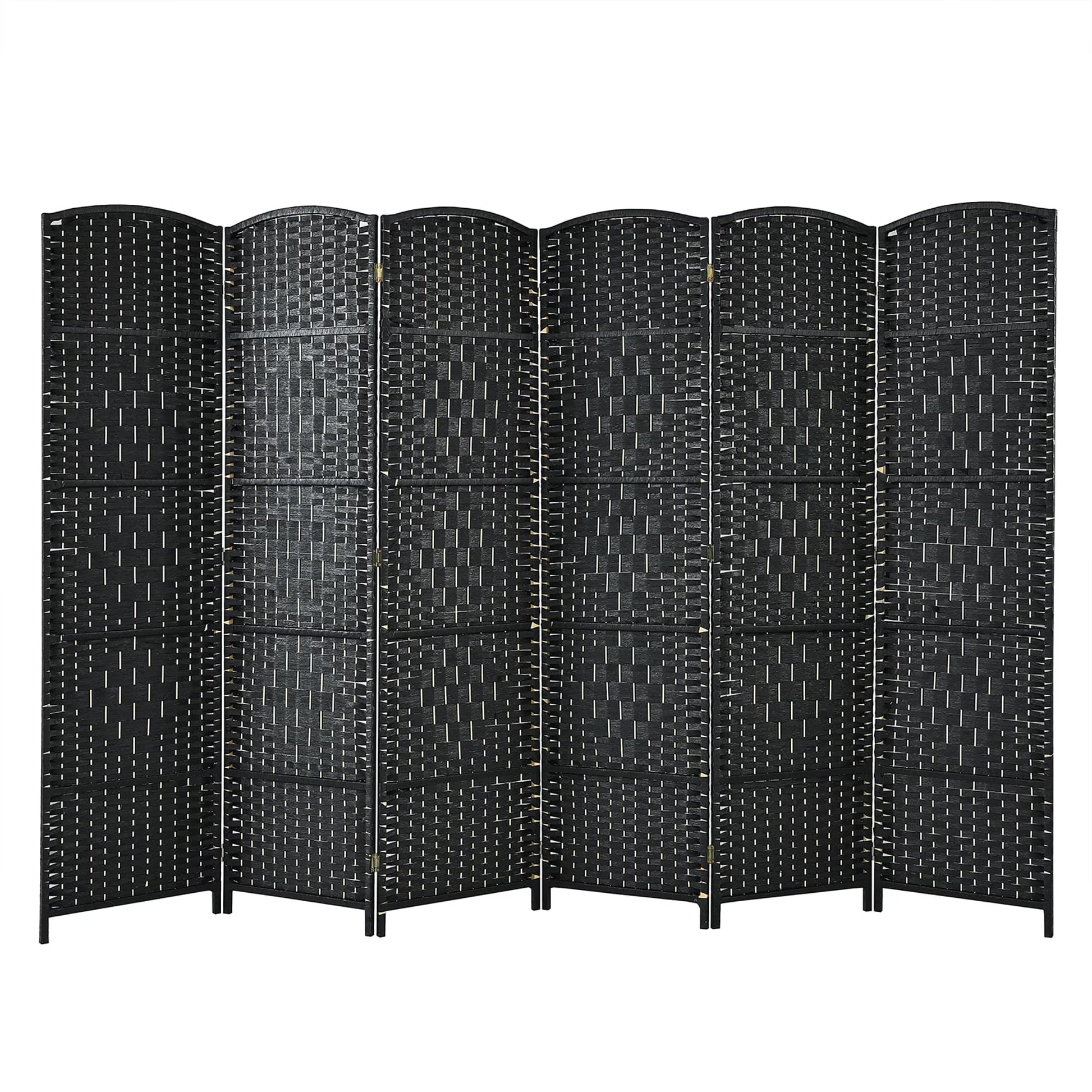 Costway 6-Panel Room Divider 6Ft Weave Fiber Folding Privacy Screen Brown