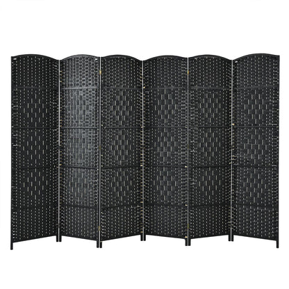 Costway 6-Panel Room Divider 6Ft Weave Fiber Folding Privacy Screen Brown