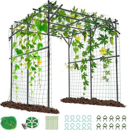 Slsy Tall Garden Arch Trellis for Climbing Plants, 79'' L x 79'' W x 79'' H Large Grape Vine Support Arch Arbor Trellis Plastic-Coated Metal Garden Arch Trellis for Climbing Plants