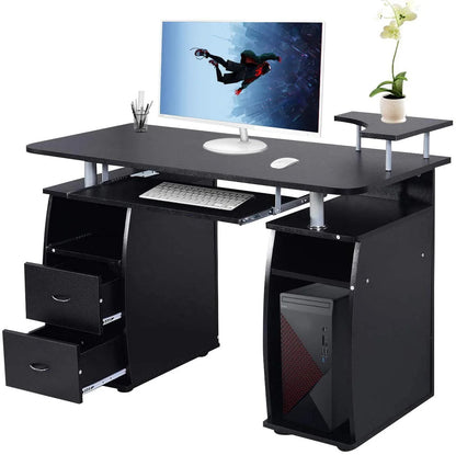 Ktaxon Black Home Office Computer PC Desk Table Work Station,Office Home Raised Monitor & Printer Shelf Furniture