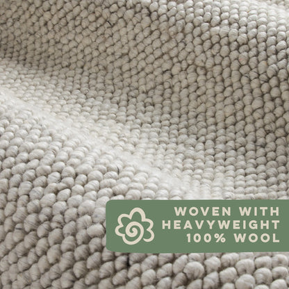 TOWN & COUNTRY TERRA Olea Bubble Texture Handcrafted 100% Wool Area Rug, Beige, 5'x7°