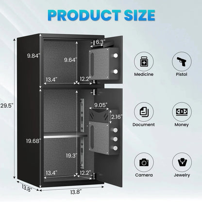 Opentiny 6.5 Cuft Large Safe, Digital Lock Home Safe Fireproof Waterproof, Anti-Theft Money Safe Box with Deposit Slot & Dual Alarm System, Digital Security Document Safe for Home Office Hotel