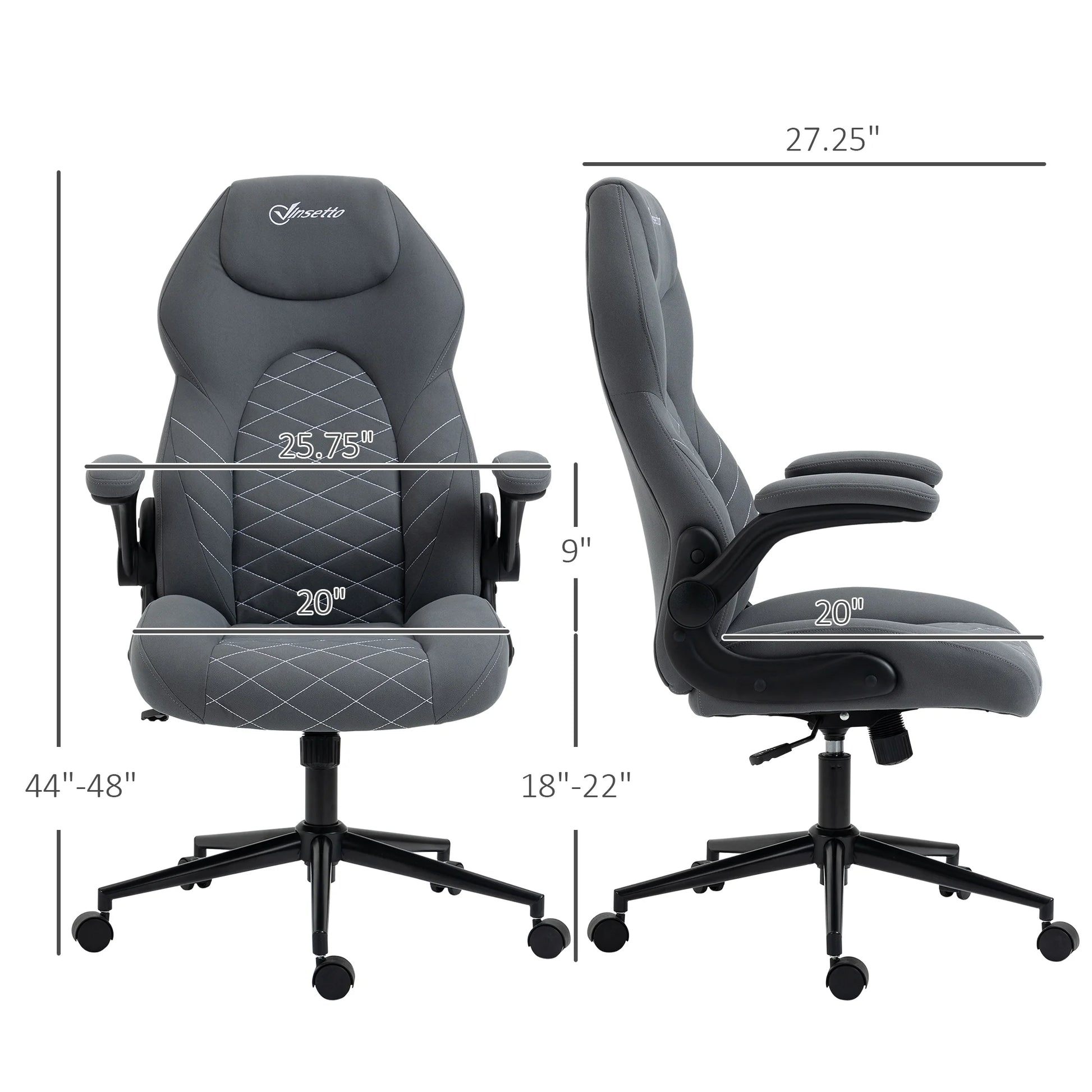 Vinsetto High Back Home Office Chair with Flip Up Armrests Dark Gray