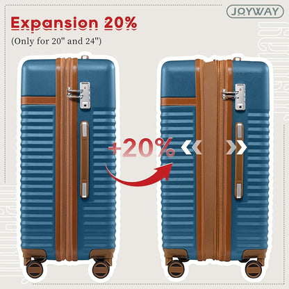 Joyway 24in Expandable Checked Luggage with ABS Hard Luggage with Double Swivel Wheels TSA Lock