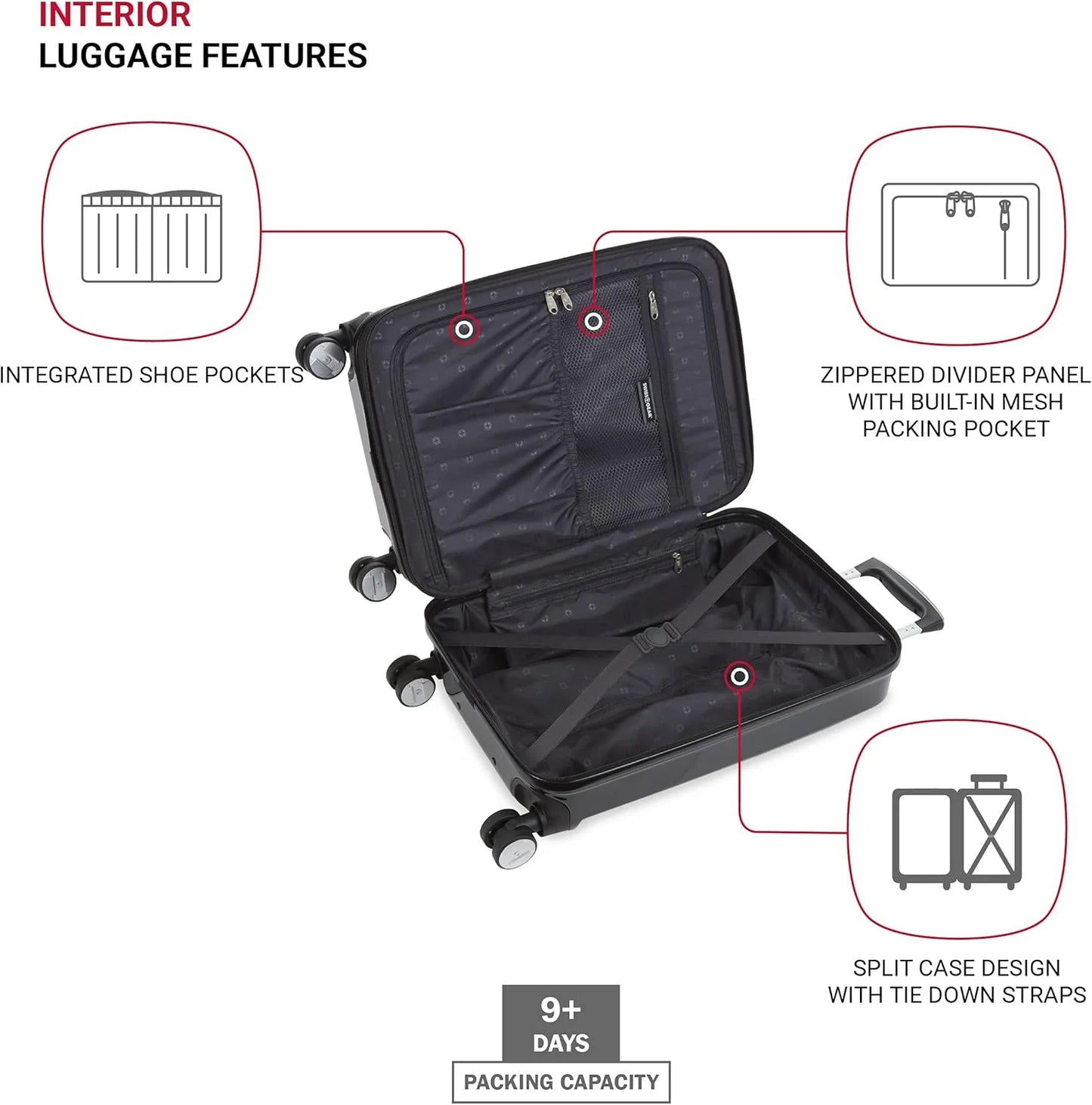 SwissGear 7786 Hardside Expandable Luggage with Spinner Wheels, Black, Checked-Large 27-Inch