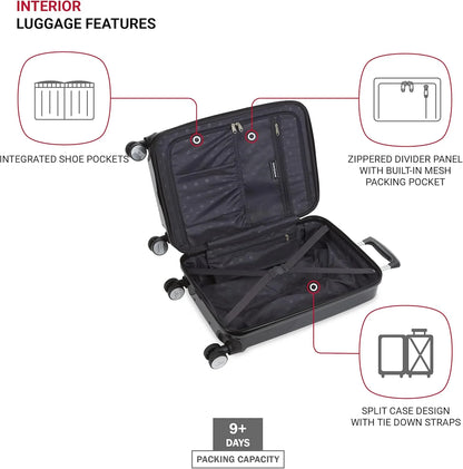 SwissGear 7786 Hardside Expandable Luggage with Spinner Wheels, Black, Checked-Large 27-Inch