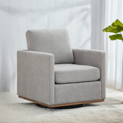 Swivel Accent Chair360 Degree Square Swivel Chair for Living Room, Mid Century Modern Upholstered Swivel Barrel Chair,Comfy Sofa Armchairs for Bedroom,Nursery,Chenille(Beige)