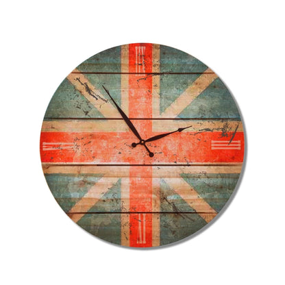 British Flag Clock 24" - Cedar Wall Clock - Multi-color