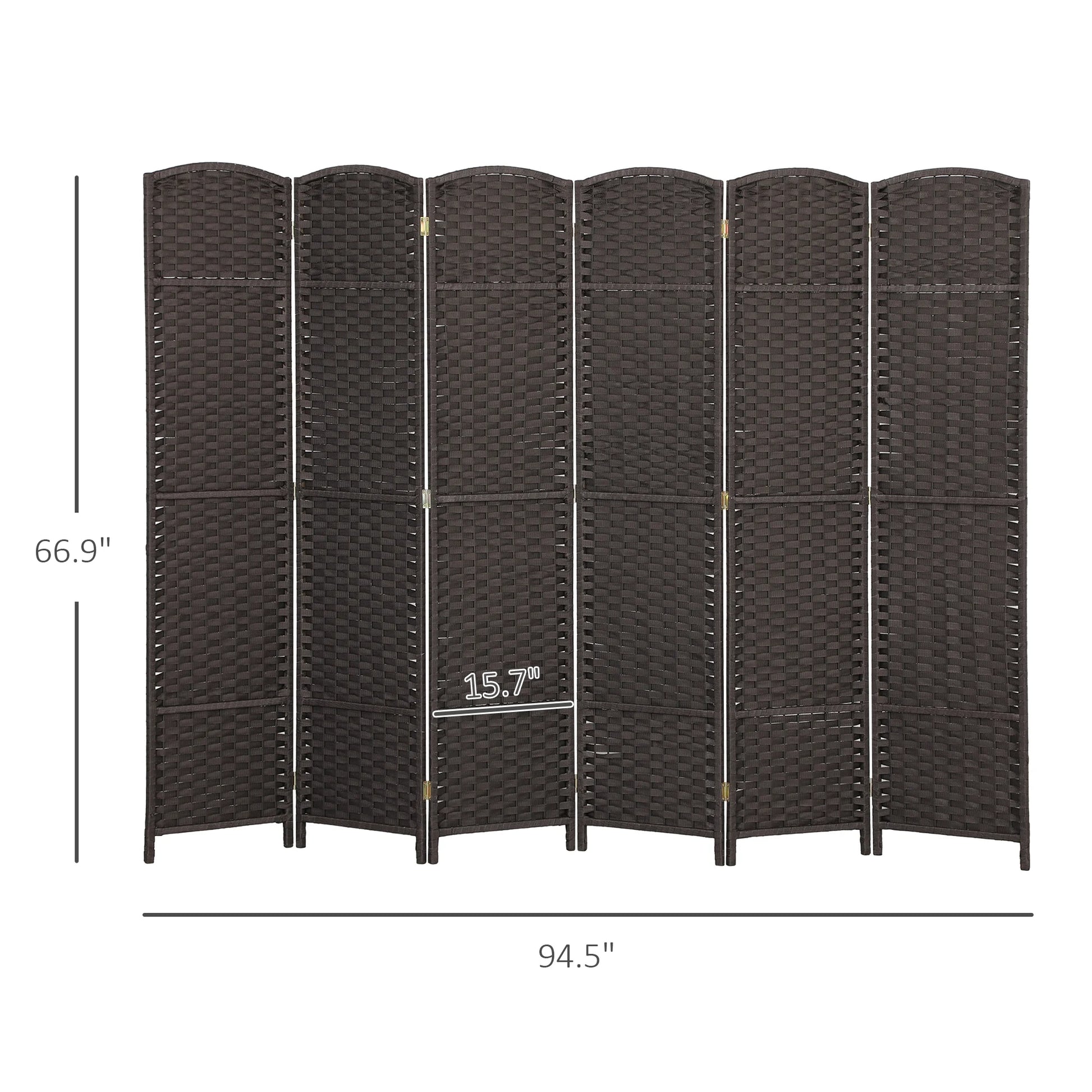 HOMCOM 6 Panel Room Divider Freestanding Folding Privacy Screen Brown