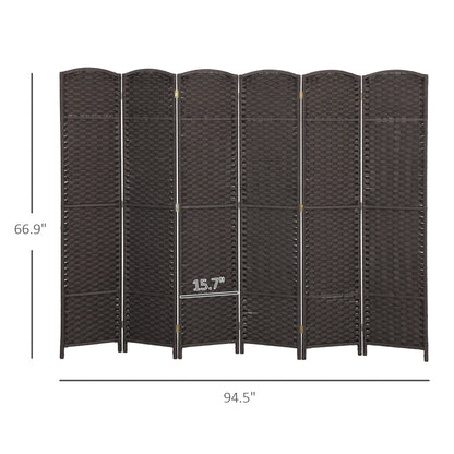 HOMCOM 6 Panel Room Divider Freestanding Folding Privacy Screen Brown