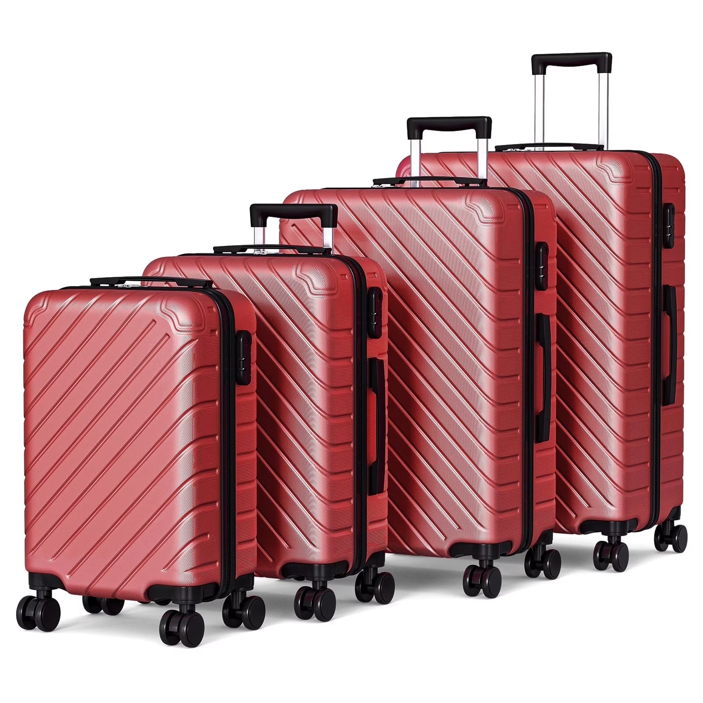 Apelila 4 Piece Luggage Sets Waterproof Durable Ultra-Light Hardside Spinner Suitcase Set Extra Large Capacity with 360° Silent Wheels 3-Level Handles Lightweight Travel Luggage Free Covers & Hangers