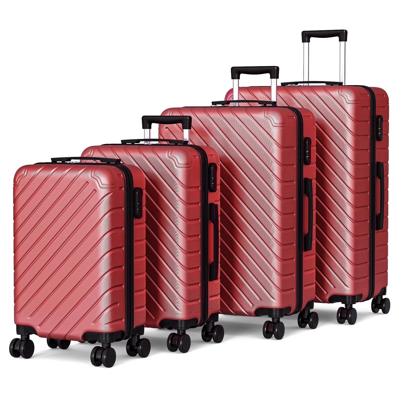 Apelila 4 Piece Luggage Sets Waterproof Durable Ultra-Light Hardside Spinner Suitcase Set Extra Large Capacity with 360° Silent Wheels 3-Level Handles Lightweight Travel Luggage Free Covers & Hangers